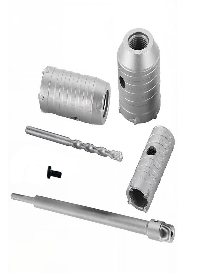 Serplex® Concrete Hole Saw Set Carbide Core Drill Bit Kit for Brick, Cement, Stone, Wall Drilling, Hole Cutter Set with 30/40/50mm Hole Bits, 220mm Plus Shank, Center Drill - Image 1